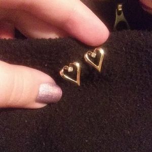Vintage gold heart earrings